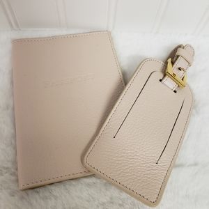 Mark & Graham Leather Passport Case & Luggage tag blush